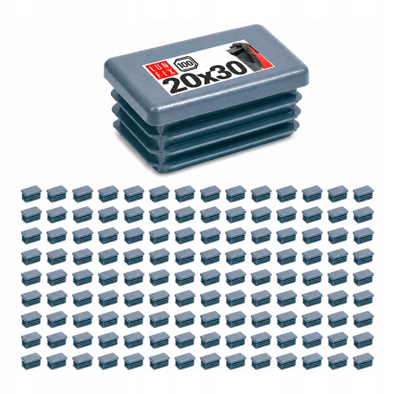 Rechteckige Pfostenkappe Graphit 20x30 mm für Zaunpfosten 100 Stück - Pfostenstopfen Abdeckkappen Einsätze