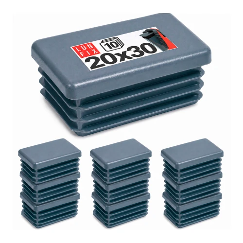 Rechteckige Pfostenkappe Graphit 20x30 mm für Zaunpfosten 10 Stück - Pfostenstopfen Abdeckkappen Einsätze