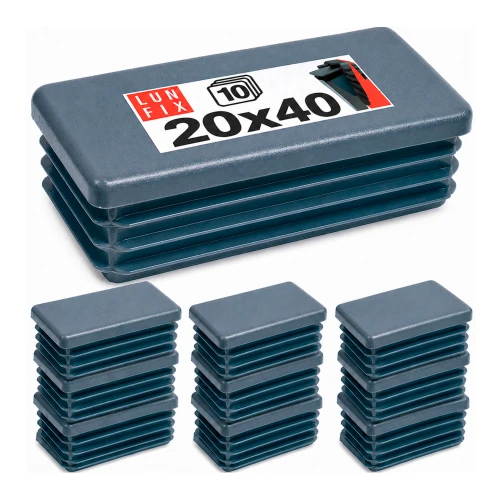 Rechteckige Pfostenkappe Graphit 20x40 mm für Zaunpfosten 10 Stück - Pfostenstopfen Abdeckkappen Einsätze