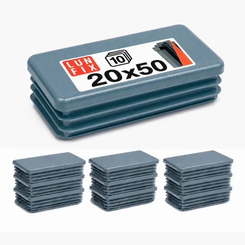 Rechteckige Pfostenkappe Graphit 20x50 mm für Zaunpfosten 10 Stück - Pfostenstopfen Abdeckkappen Einsätze