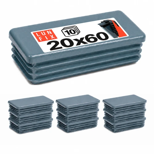 Rechteckige Pfostenkappe Graphit 20x60 mm für Zaunpfosten 10 Stück - Pfostenstopfen Abdeckkappen Einsätze