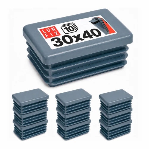 Rechteckige Pfostenkappe Graphit 30x40 mm für Zaunpfosten 10 Stück - Pfostenstopfen Abdeckkappen Einsätze