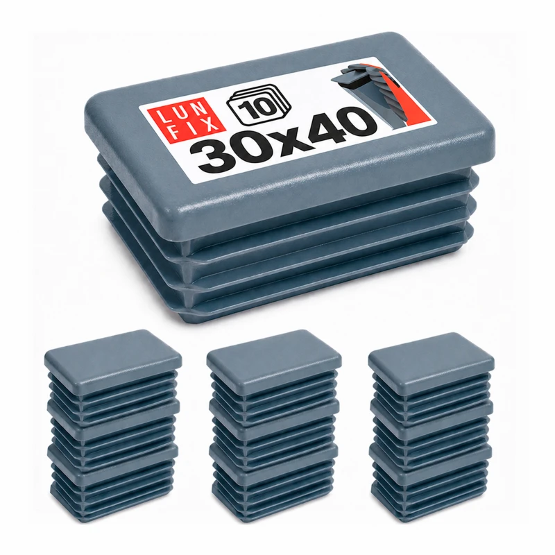 Rechteckige Pfostenkappe Graphit 30x40 mm für Zaunpfosten 10 Stück - Pfostenstopfen Abdeckkappen Einsätze