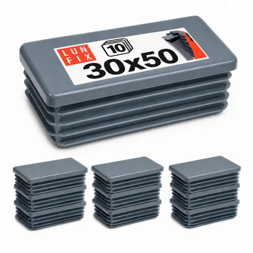 Rechteckige Pfostenkappe Graphit 30x50 mm für Zaunpfosten 10 Stück - Pfostenstopfen Abdeckkappen Einsätze