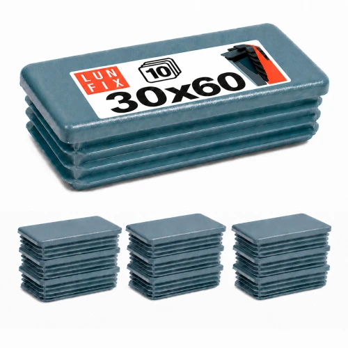 Rechteckige Pfostenkappe Graphit 30x60 mm für Zaunpfosten 10 Stück - Pfostenstopfen Abdeckkappen Einsätze