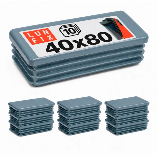 Rechteckige Pfostenkappe Graphit 40x80 mm für Zaunpfosten 10 Stück - Pfostenstopfen Abdeckkappen Einsätze