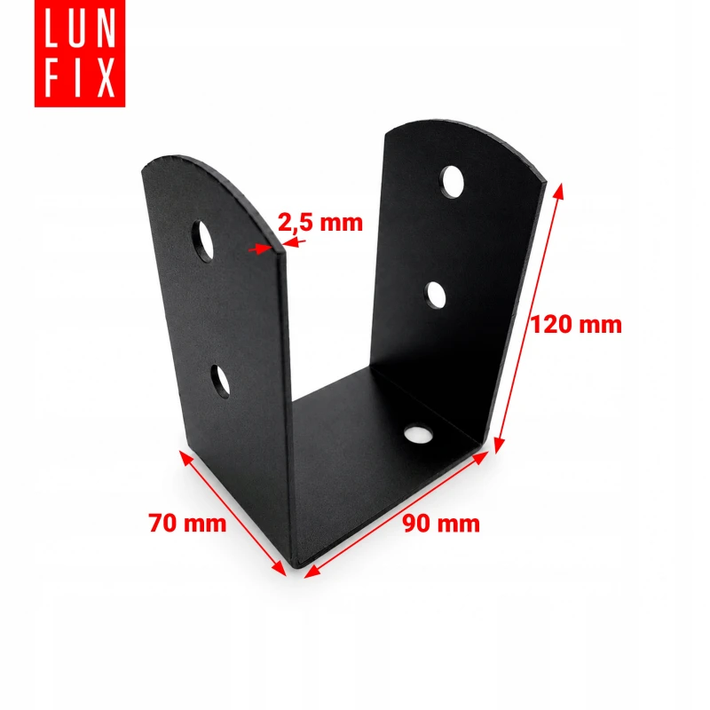 Podstawa słupa typu U 90x70x120x2,5 mm czarna PSOL – 1 szt.