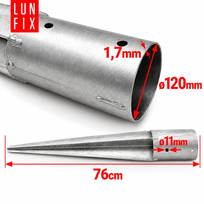 Runde Einschlagbodenhülse 120 mm - 1 Stück