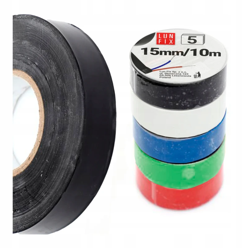 PVC-Isolierband Farbmix 15 mm 10m 5 Stück