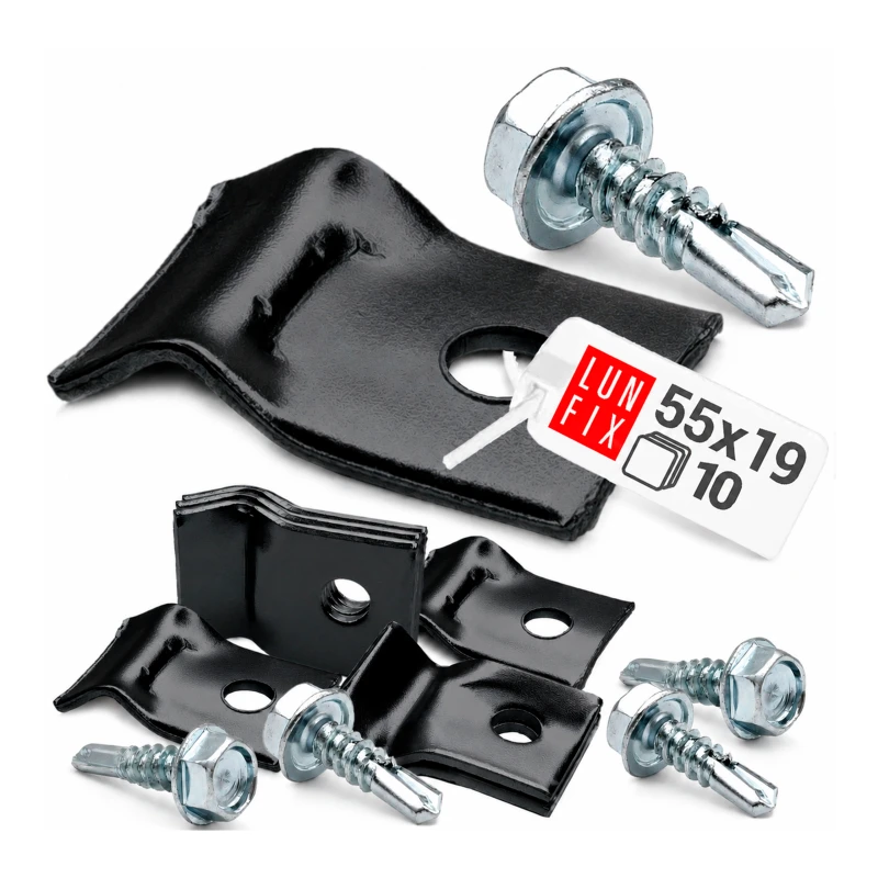 Metall-Drahthalter für Zaunpaneele 5,5x19 Schwarz 10 Stück