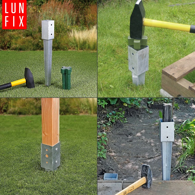 Podstawa słupa wbijana 45x45 mm h550 (4 szt.) + wkręty 8x40 (24 szt.) zestaw 1op.