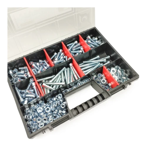 M10 Innensechskantschrauben Muttern Unterlegscheiben Set 390 Teile verzinkt + Organizer 1 Packung