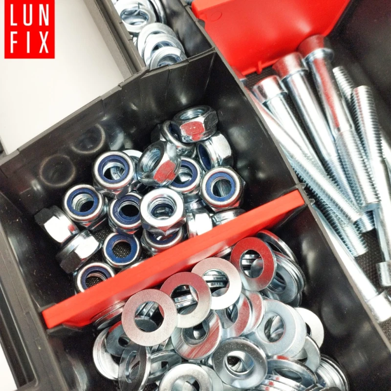 M10 Innensechskantschrauben Muttern Unterlegscheiben Set 390 Teile verzinkt + Organizer 1 Packung