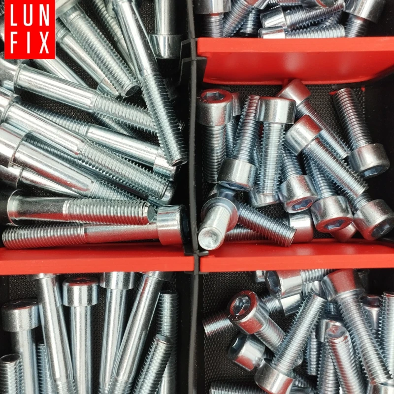 M10 Innensechskantschrauben Muttern Unterlegscheiben Set 390 Teile verzinkt + Organizer 1 Packung