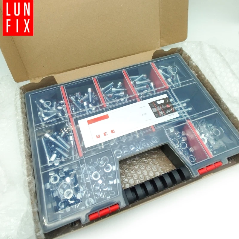 M10 Innensechskantschrauben Muttern Unterlegscheiben Set 390 Teile verzinkt + Organizer 1 Packung