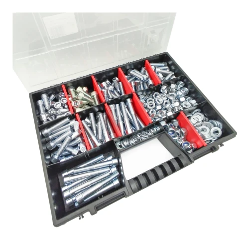 M12 Innensechskantschrauben Muttern Unterlegscheiben Set 390 Teile verzinkt + Organizer 1 Packung