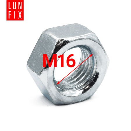 Sechskantmutter M16 - 1 Kg (ca.35 Stk.) Festigkeit 6 Verzinkter Stahl Regelgewinde DIN 934