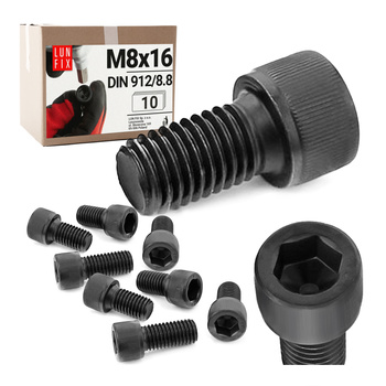 Zylinderkopfschrauben mit Innensechskant M8 16 mm Shwarz Verzinkt DIN 912 Festigkeitsklasse 8.8 10 stk.