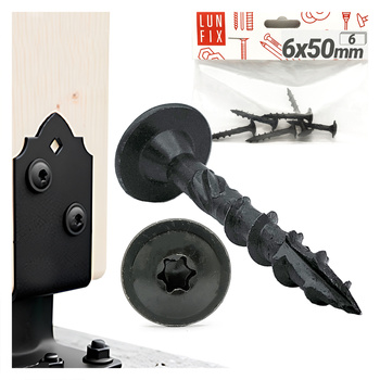 Pfostenschrauben Shwarz 6 x 50mm 6 Stück T40