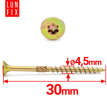 Spanplattenschrauben 4,5x30 mm 200 Stück TX20