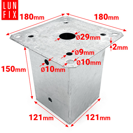 Pfostenträger 120x120x2mm Höhe 150mm
