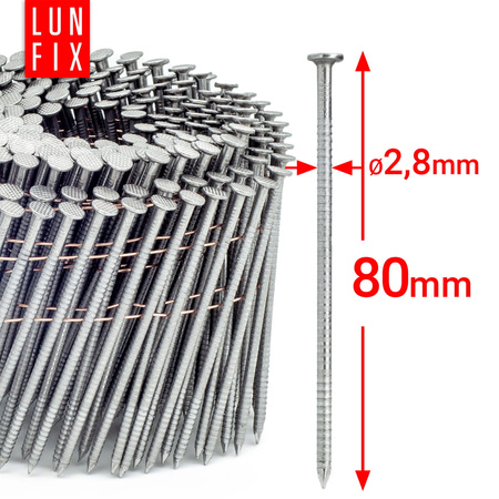 16° Grad Ring Drahtgebundene Coilnägel 2,8 x 80 mm Packung 4500 Stück