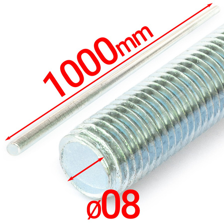 Gewindestange M8 x 1000 mm, 10 Stück | Festigkeitsklasse 4.8 | DIN 975