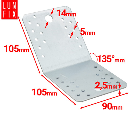 Winkelverbinder 135° 105x105x90