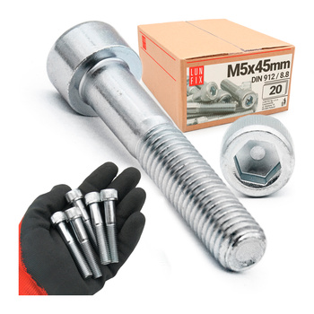 Zylinderkopfschrauben mit Innensechskant M5x45 mm Teilgewinde Festigkeitsklasse 8.8 20stk DIN 912