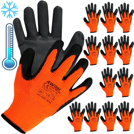 Winter-Arbeitshandschuhe Baumwolle mit Latex, Größe 9 L 12stk