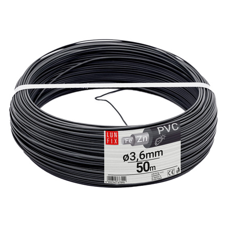 Spanndraht Gartendraht Anthrazit Verzinkt und PVC 50m Ø3,6mm