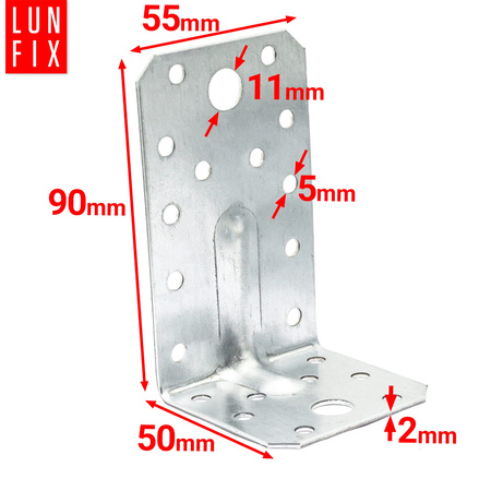 Winkelverbinder Lochplattenwinkel 50x90x55x2 10 Stück