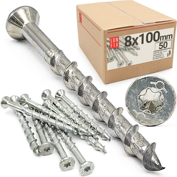 Porenbetonschrauben 8x100 mit Senkkopf und abdruck stern T30 50stk.