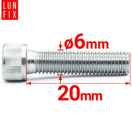 Zylinderkopfschrauben mit Innensechskant M6x20 mm Festigkeitsklasse 8.8 1kg (150 Stk.) bis Kopf DIN 912