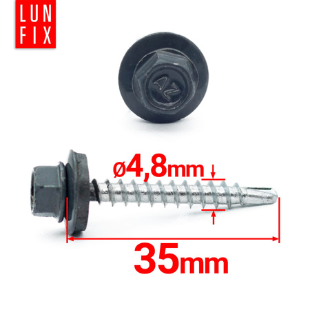 Trapezblechschrauben 4,8 x 35 mm 250 Stück Graphitgrau RAL 7024