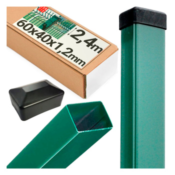 Słupek ogrodzeniowy 60x40 LUNBERG 60x40x2400 1,2mm grubości, zielony 240cm 2,4m