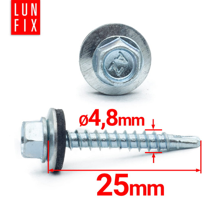 Trapezblechschrauben 4,8 x 25 mm 250 Stück Silber verzinkt