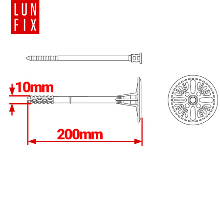 Styropordübel 200 mm Dämmstoffdübel 200stk.