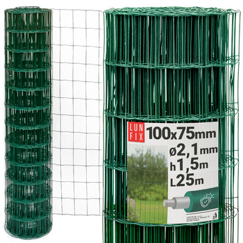 Drahtzaun Gartenzaun Grün H1,5m L25m Maschenweite 100x75mm Ø2,1mm
