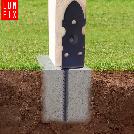 Montage Satz: Shwarz Pfostenaufnahme mit Betonanker + Schrauben