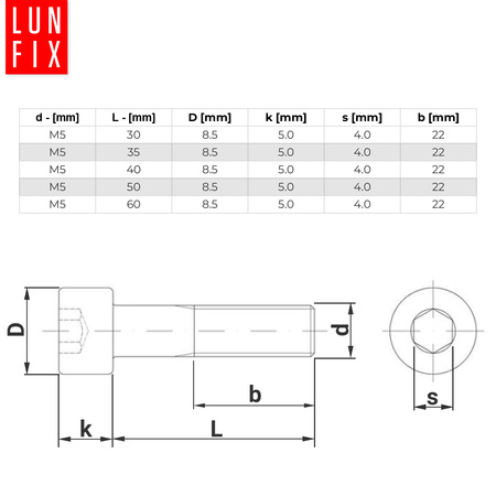 Zylinderkopfschrauben mit Innensechskant M5x30 mm Teilgewinde Festigkeitsklasse 8.8 50stk DIN 912