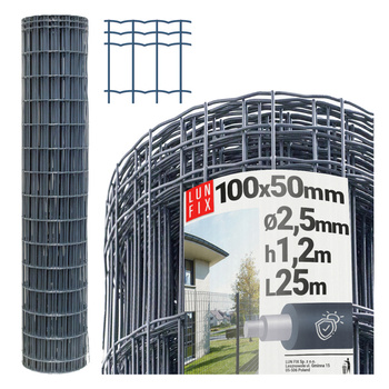 Drahtzaun Gartenzaun Anthrazit H1,2m L25m Maschenweite 100x50mm Ø2,2mm