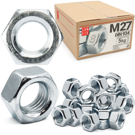 Sechskantmutter M27 - 5 Kg (ca.34 Stk.) Festigkeit 8 Verzinkter Stahl, Regelgewinde DIN 934