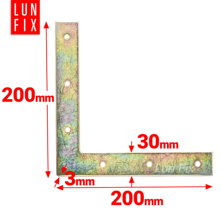 Flachwinkel Winkelverbinder L 90 Grad 200x200x30x3mm
