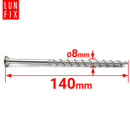 Porenbetonschrauben 8x140 mit Senkkopf und abdruck stern T30 50stk.