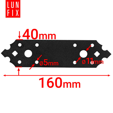 Flachverbinder 160x40x2,5mm Lochblech Schwarz 10 Stk