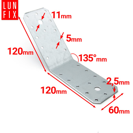 Winkelverbinder 135° 120x120x60