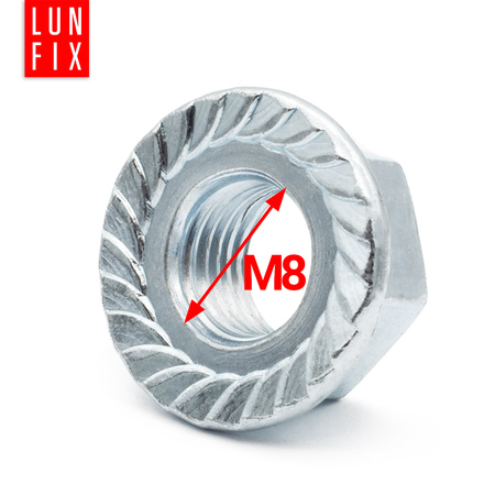 Sperrzahnmutter M8 - 1Kg (ca.150 Stk.) verzinkter Stahl Flanschmutter DIN 6923