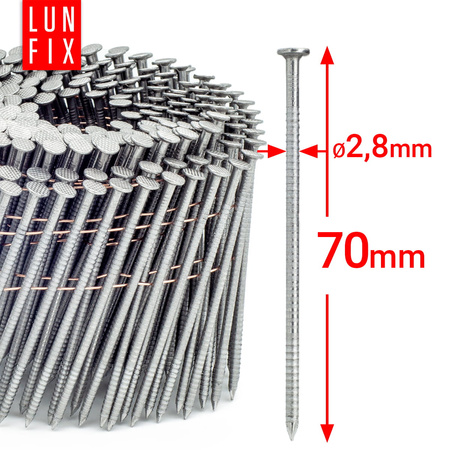 16° Grad Ring Drahtgebundene Coilnägel 2,8 x 70 mm Packung 6000 Stück