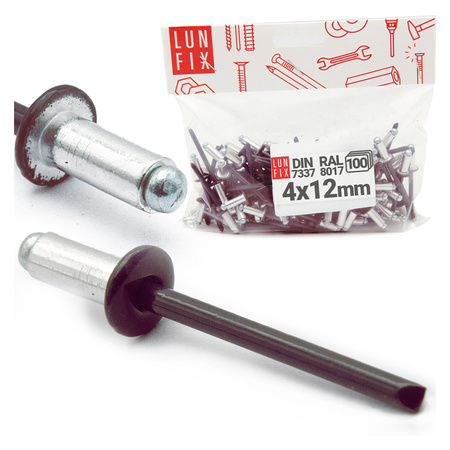 Aluminium Blindnieten DIN7337 4x12 mm 100szt RAL 8017 Schokoladenbraun